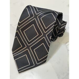 Parhsava Black Brown Retro Geometric Silk Tie 58 x 4
